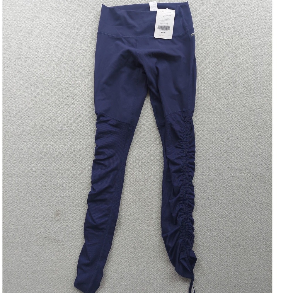 Fabletics Leggings Womens S Navy Blue Cashel Foldover Ruched Mesh Activewear NWT